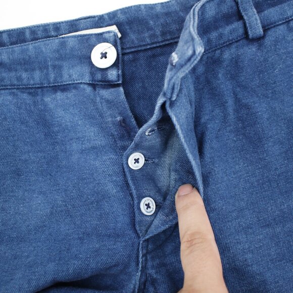 Industry Of All Nations pants mens 26 28x28 natural indigo 12 dips button fly - Picture 9 of 12